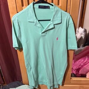 Polo by Ralph Lauren Men’s Mint Polo with Pink Pony